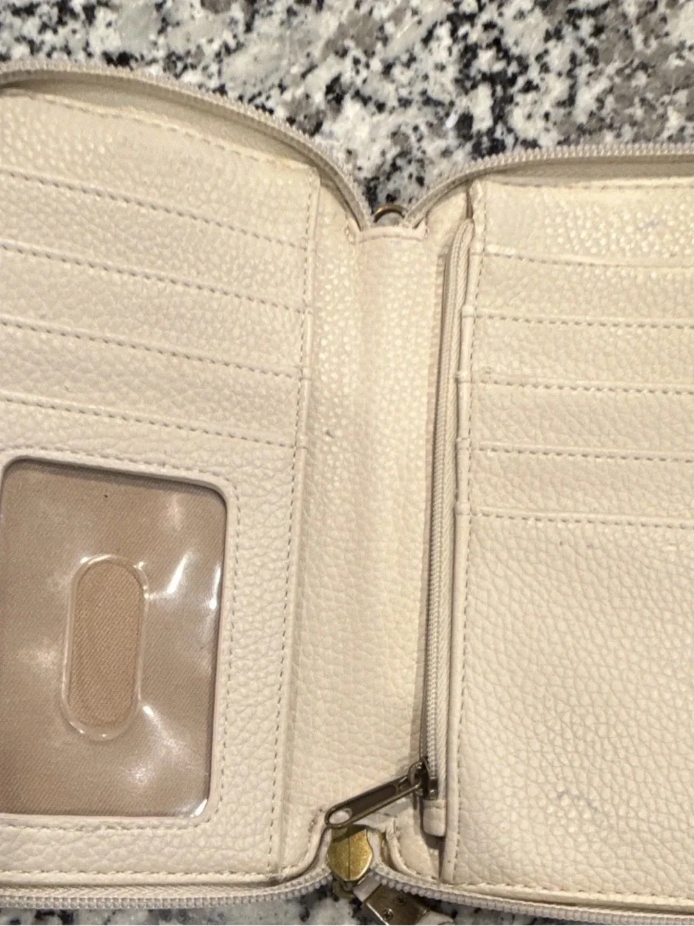 The Sak Cream Leather Zip Card Wallet